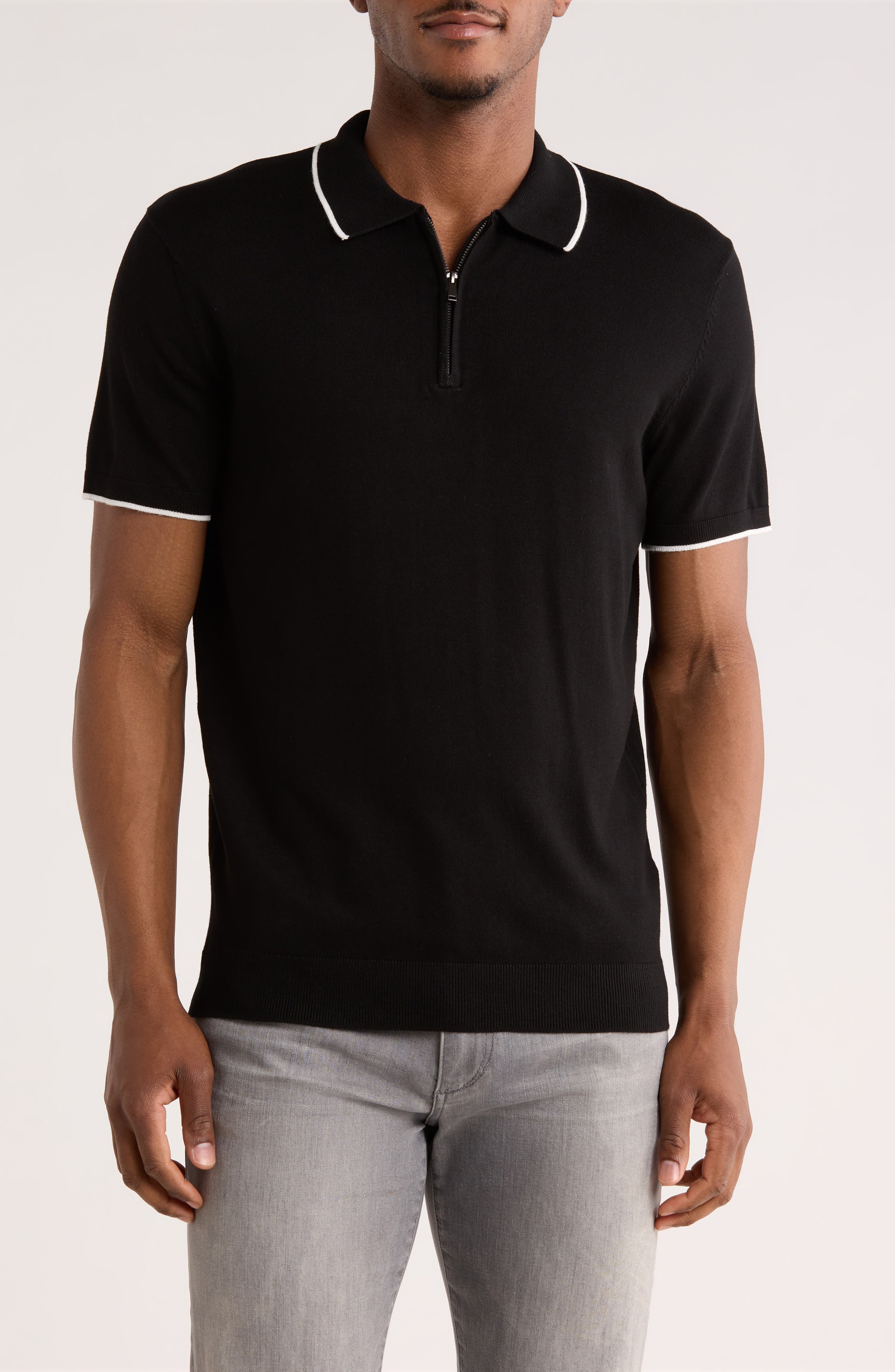 DENIM AND FLOWER Quarter Zip Polo Sweater