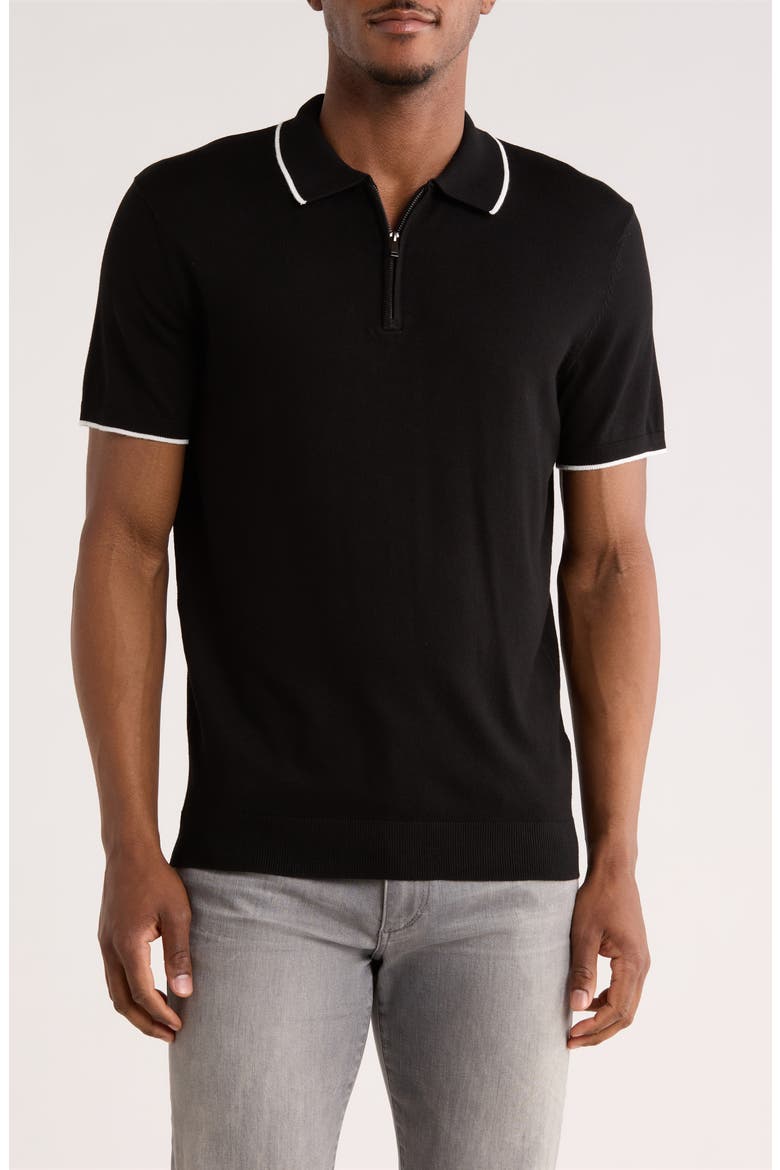 Quarter Zip Polo Sweater, Main, color, BLACK