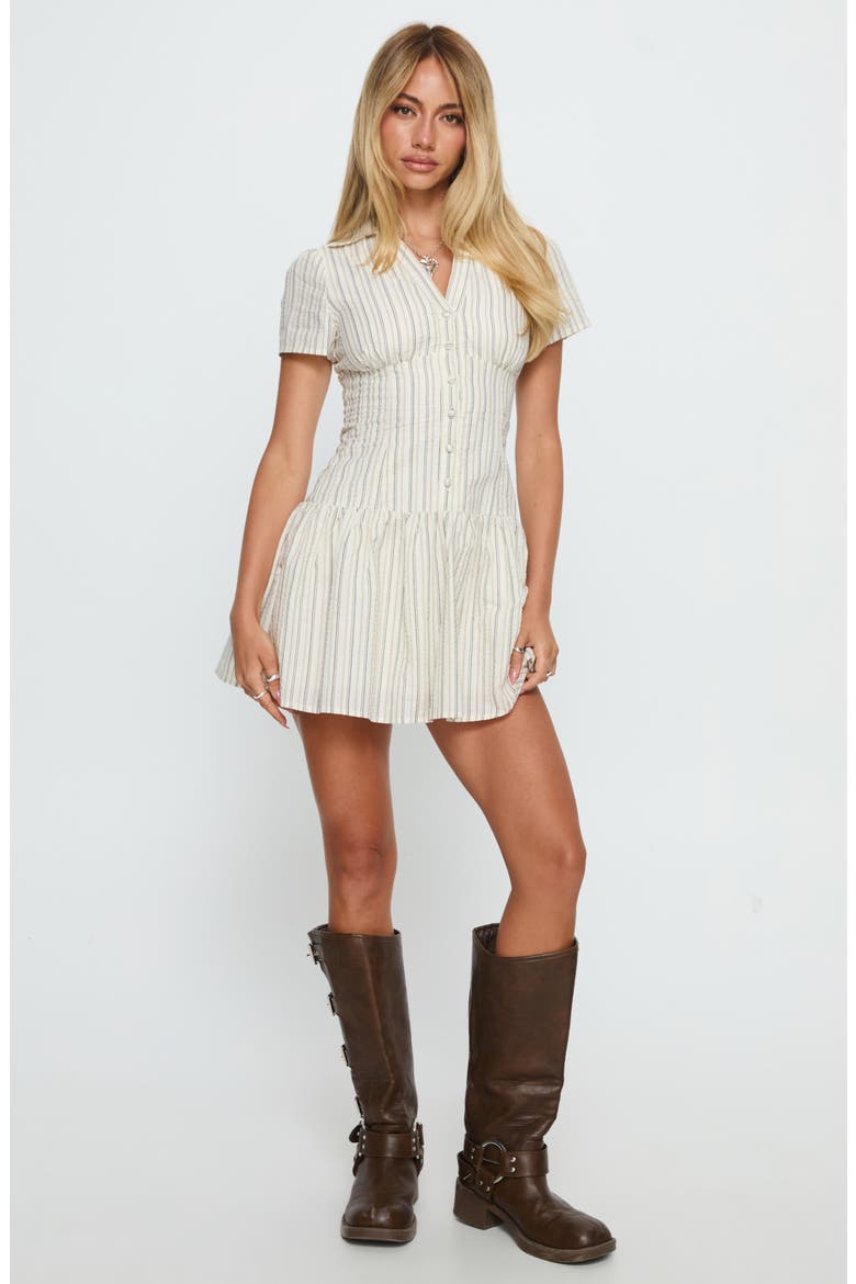 Windswept Stripe Mini Shirtdress, Alternate, color, CREAM / BLACK STRIPE