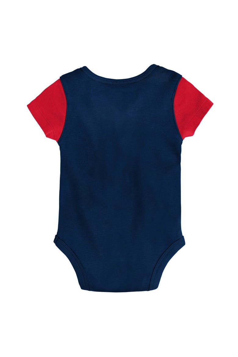 Newborn & Infant Navy/Red New England Patriots Little Champ Three-Piece Bodysuit Bib & Booties Set, Alternate, color, Navy