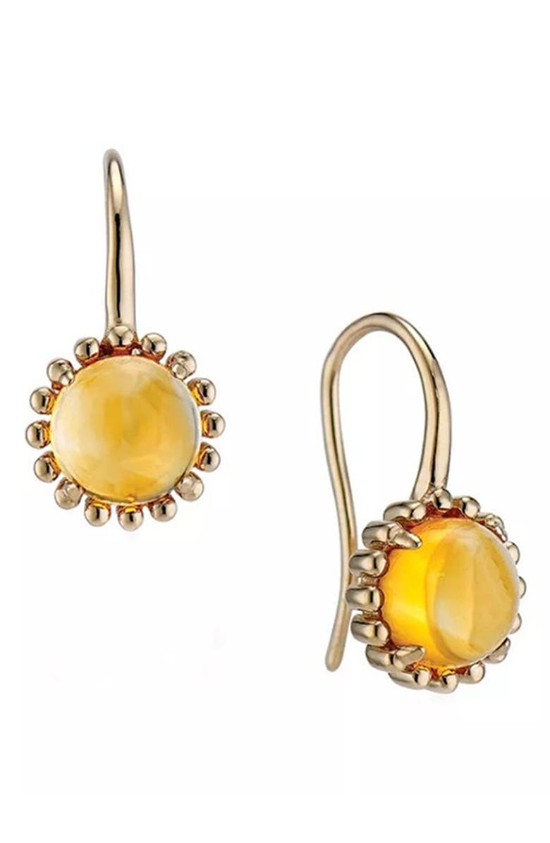 House of Frosted 14K Yellow Gold Citrine Cabochon Drop Earrings, Main, color, 
