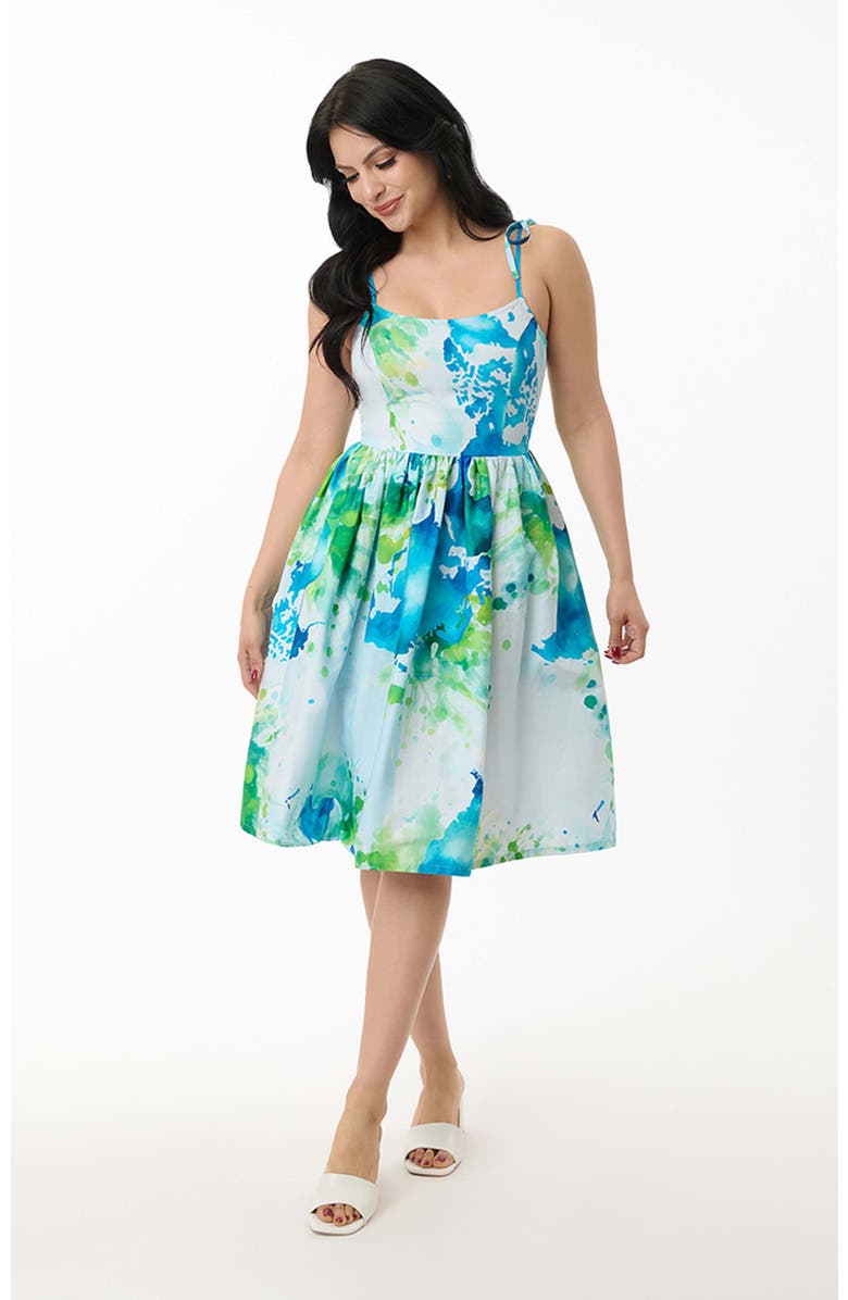 Unique Vintage Bobbie Swing Dress, Main, color, Earth Map Print