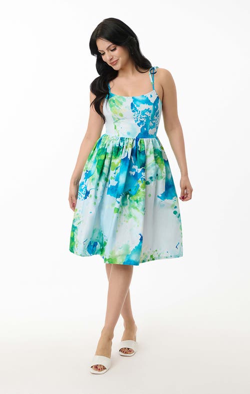 Unique Vintage 1950s Bobbie Swing Dress in Earth Map Print  product