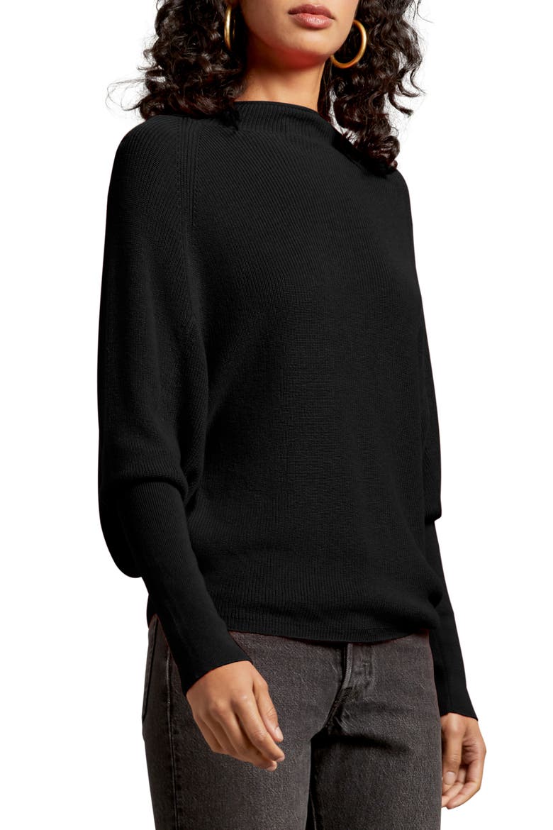 Jette Veronia Ribbed Sweater, Alternate, color, BLACK
