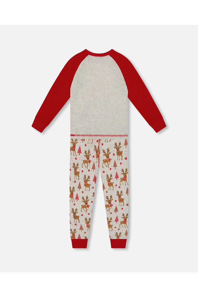 Organic Cotton Two-Piece Pajamas Girly Reindeer, Alternate, color, Grey