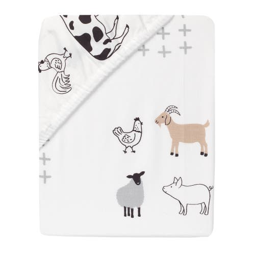 Lambs & Ivy Baby Farm Animals 100% Cotton Fitted Crib Sheet In White