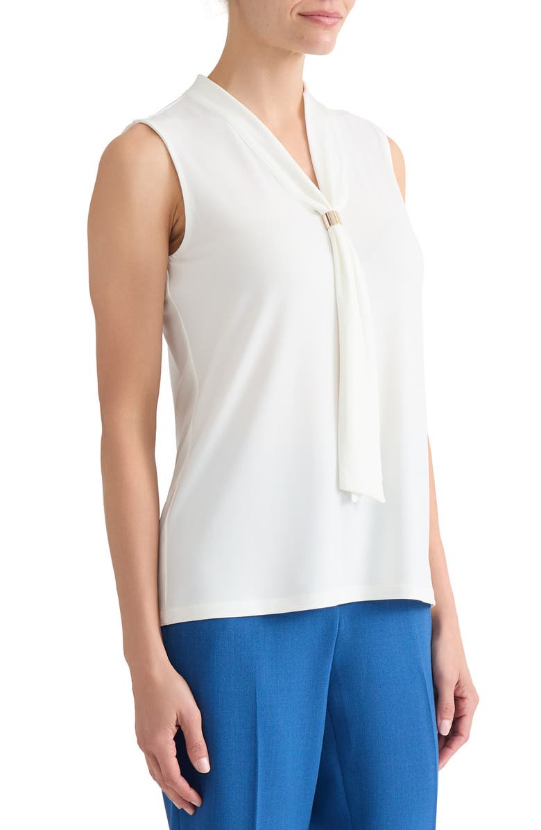 KASPER Tie Neck Sleeveless Top, Alternate, color, Vanilla Ice