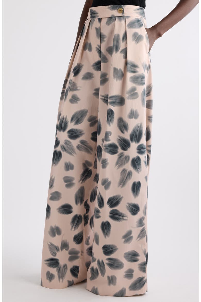 Pamplona Floral Pleated Wide Leg Pants, Alternate, color, BLUSH