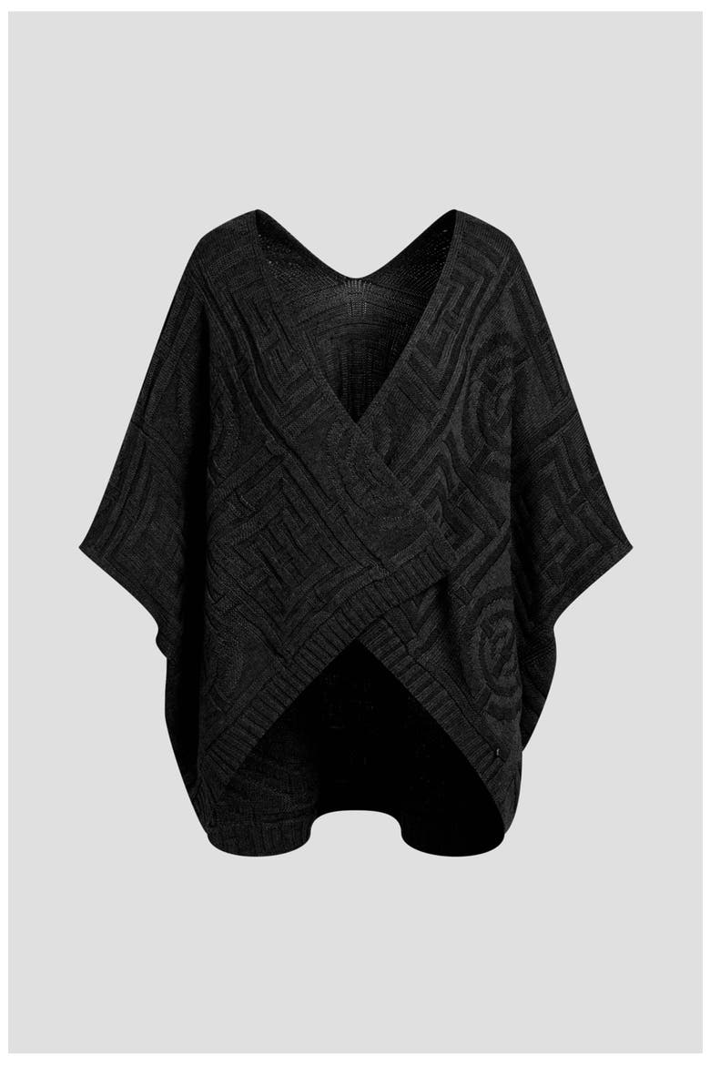 Luxe Infinity Jqd Knit Luxe Jacquard Ruana, Main, color, Black