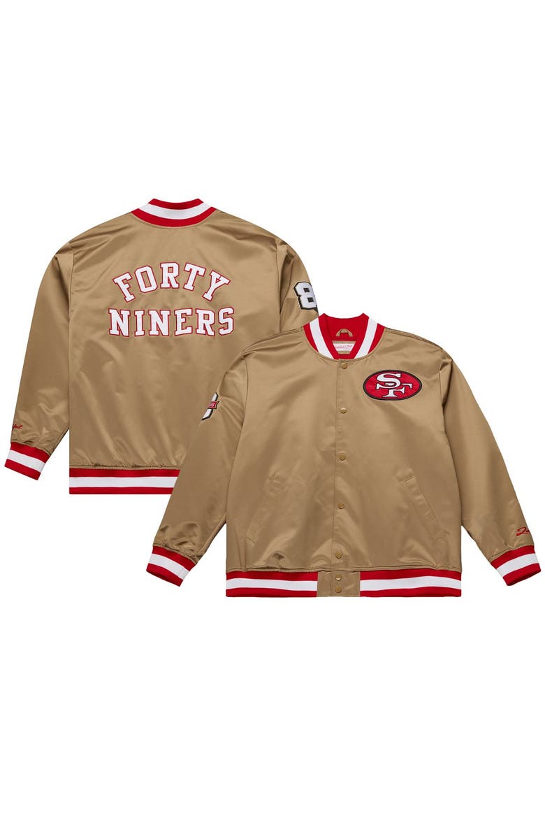 Men's Mitchell & Ness Gold San Francisco 49ers 80th Anniversary Heavyweight Satin Full-Snap Jacket, Main, color, Gold