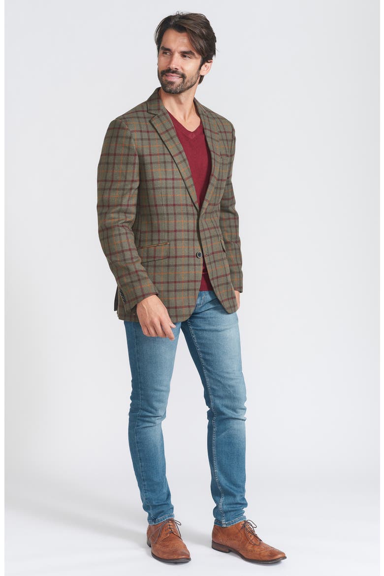 Windowpane Sport Coat, Alternate, color, OLIVE
