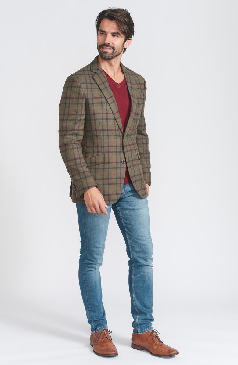 SAVILE ROW CO Windowpane Sport Coat, Alternate, color, Olive