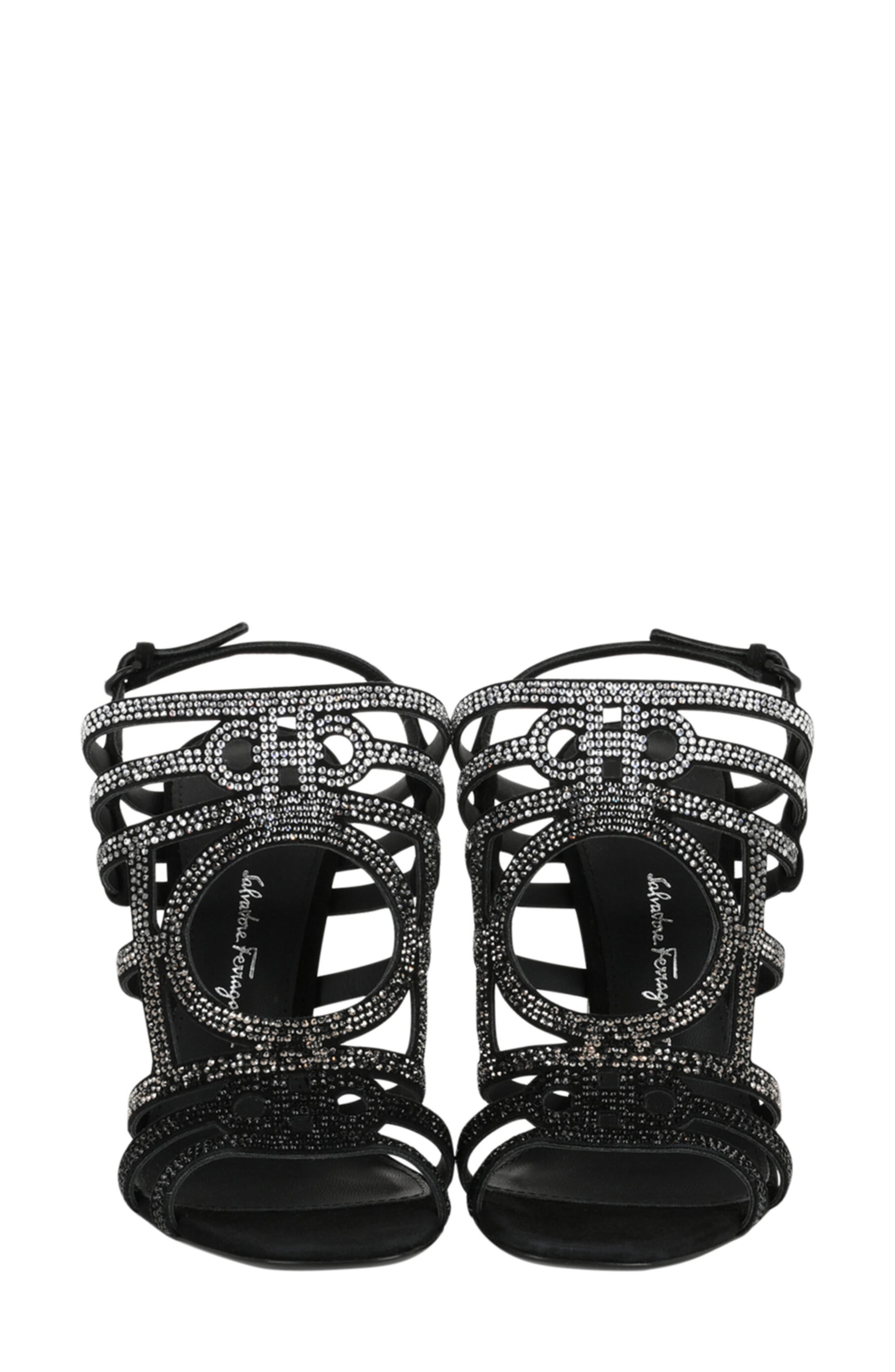 FERRAGAMO Florenza Cage Sandal, Alternate, color, Black