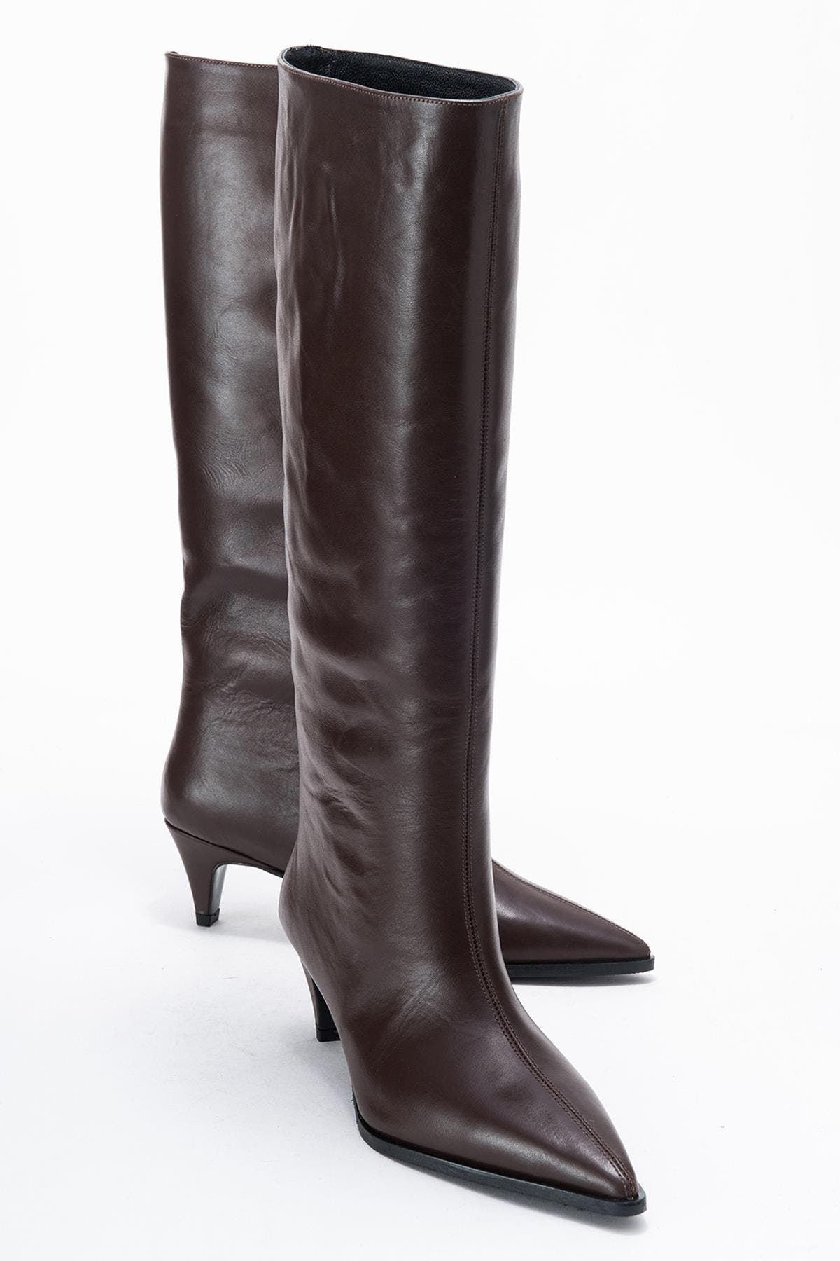 Forever & Always Shoes Siora Leather Knee High Boot, Alternate, color, Brown Leather