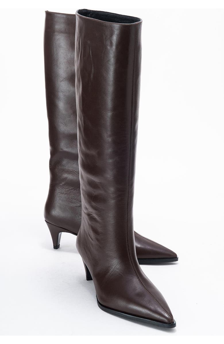 Forever & Always Shoes Siora Leather Knee High Boot, Alternate, color, Brown Leather