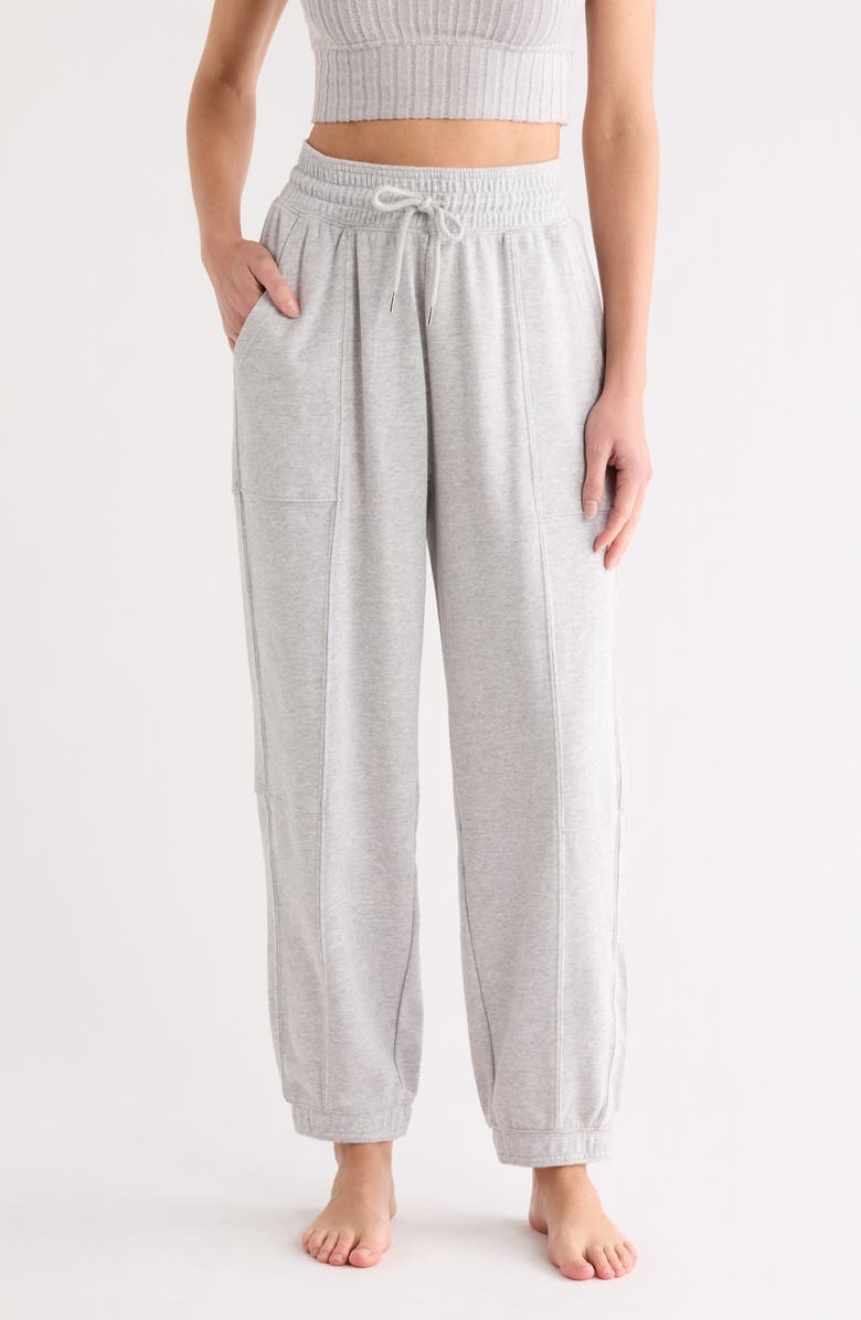 YOGALICIOUS High Rise Washed Terry Joggers, Main, color, Grey