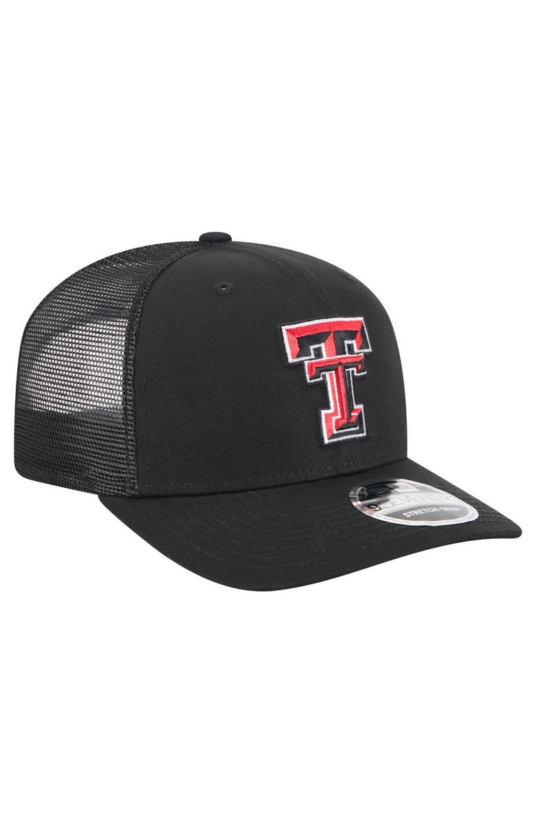 New Era Men's New Era Black Texas Tech Red Raiders Primary 9SEVENTY Trucker Stretch-Snap Hat, Alternate, color, 