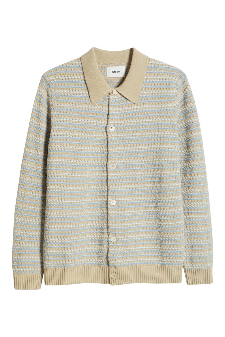 Jackie 6636 Stripe Organic Cotton Cardigan, Alternate, color, WHITE PEPPER