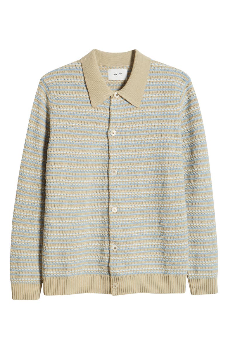 NN07 Jackie 6636 Stripe Organic Cotton Cardigan, Alternate, color, White Pepper
