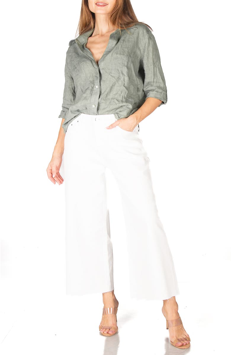 Fidelity Denim Ziggy Crop Oversize Full Jeans, Alternate, color, Optic White