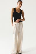 H&M Wide-leg Pants With Belt
