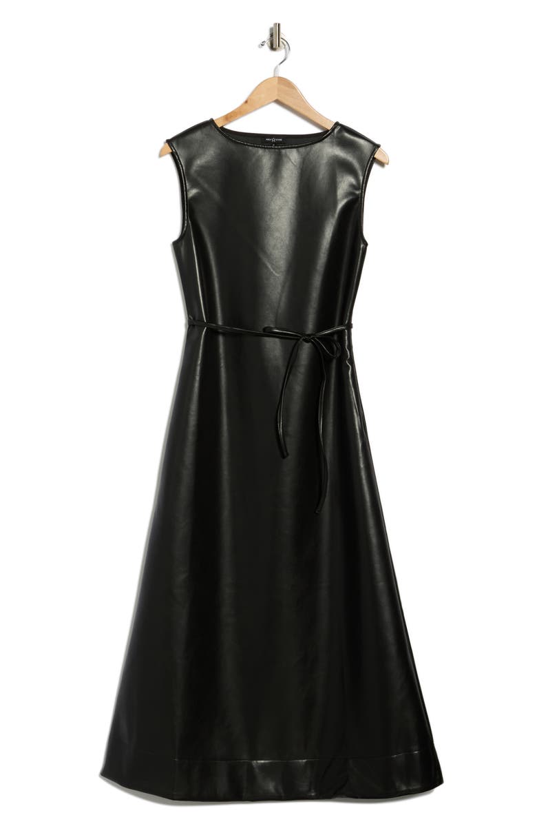 AREA STARS Orla Sleeveless Faux Leather A-Line Dress, Alternate, color, Black