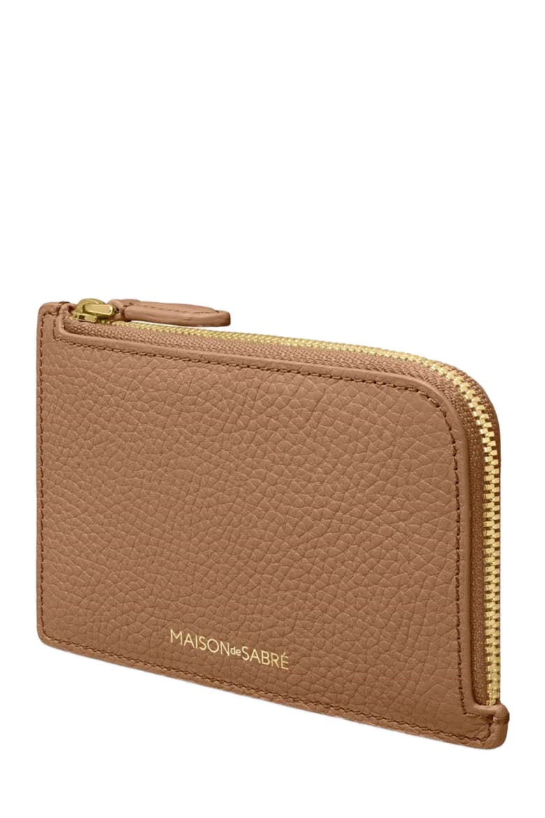 Leather Zip Card Holder, Alternate, color, Sandstone Brown