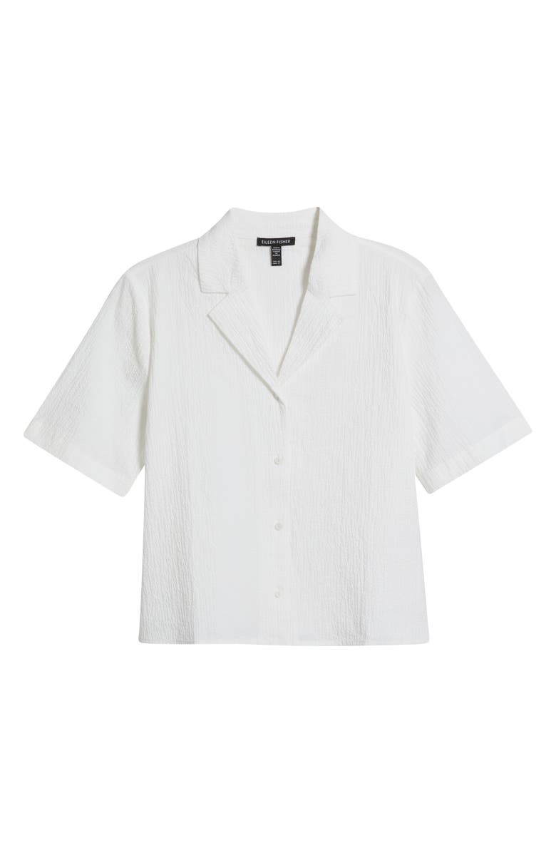 Eileen Fisher Notch Collar Stretch Organic Cotton Button-Up Shirt, Alternate, color, White