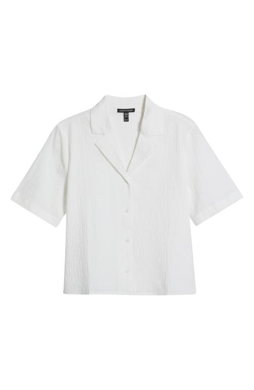 Eileen Fisher Notch Collar Stretch Organic Cotton Button-up Shirt In White
