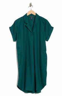 Eileen Fisher Notch Collar Linen Shirt Dress