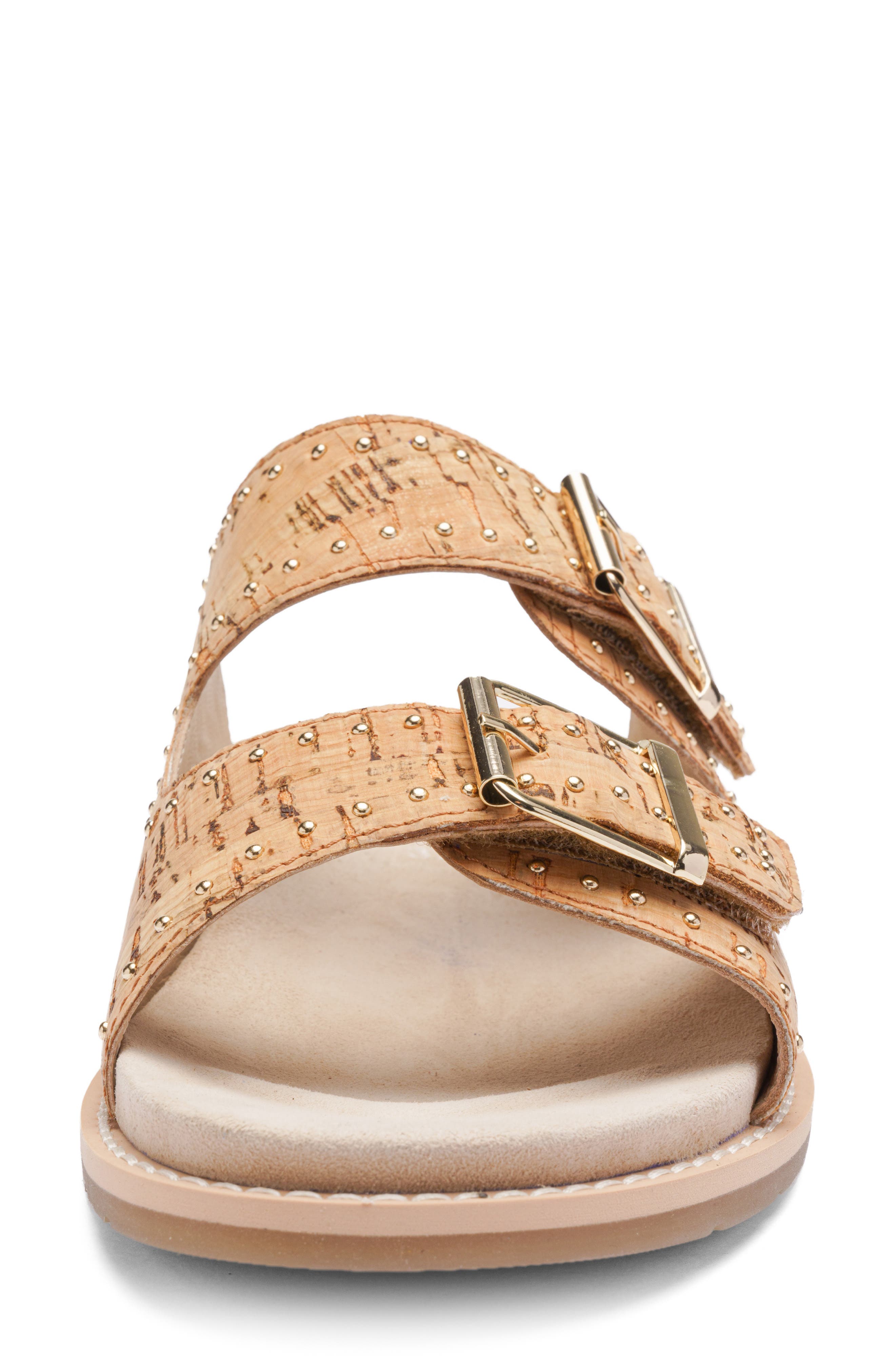 ara Elm Studded Buckle Strap Slide Sandal, Alternate, color, Natural