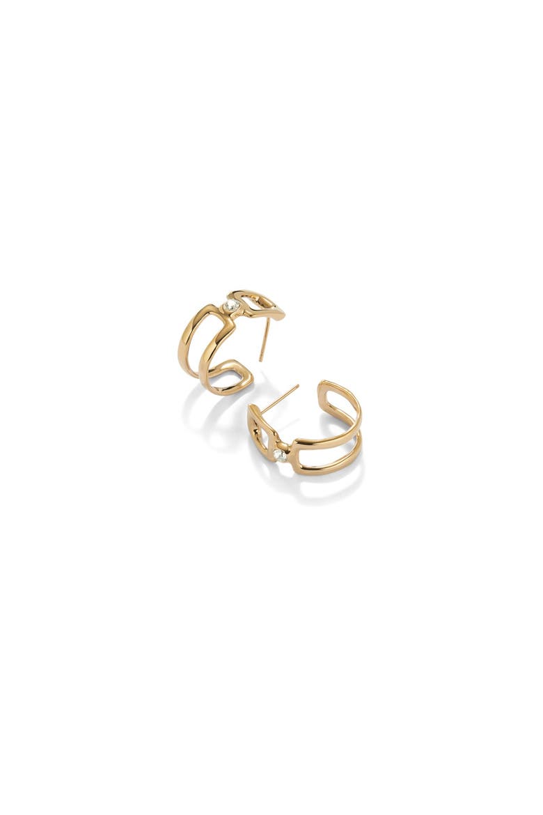 Double Hoop Topaz Earrings, Alternate, color, Gold