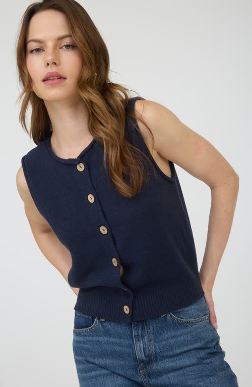 Blu Pepper Solid Button Front Sweater Vest In Blue