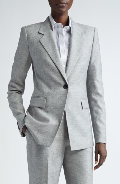 Notch Lapel Wool Blend Blazer