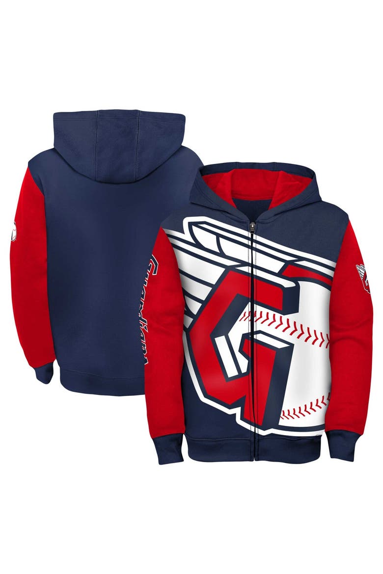 Youth Fanatics Branded Navy/Red Cleveland Guardians Postcard Full-Zip Hoodie Jacket, Alternate, color, Navy