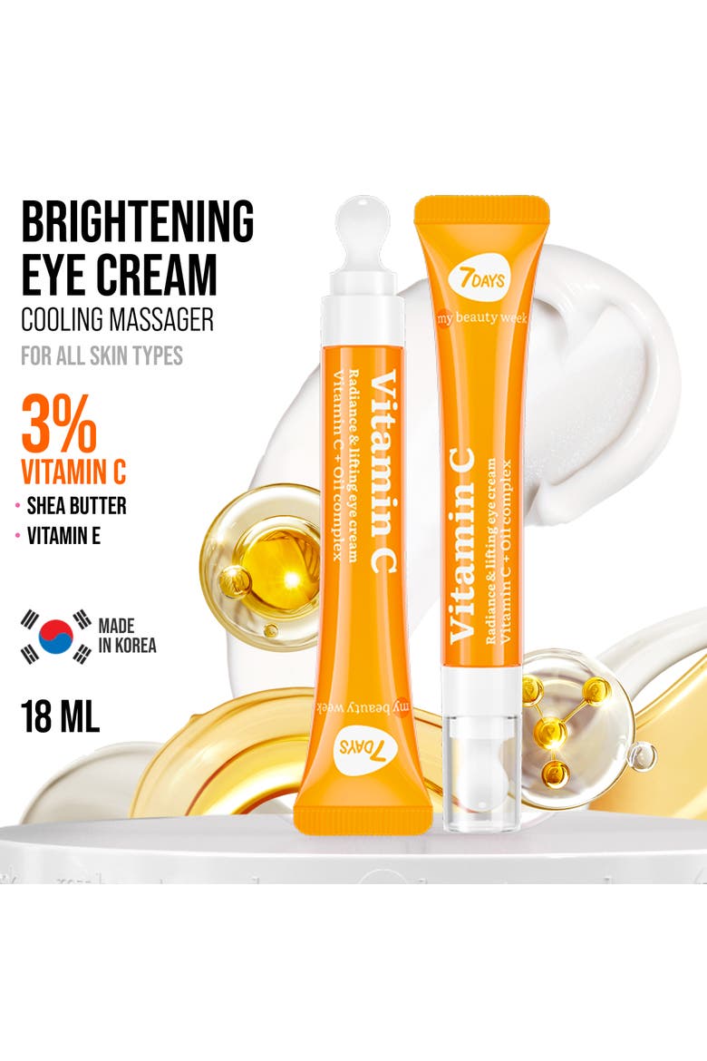Eye Cream with Vitamin C for Brightening & Hydrating with Cooling Ceramic Applicator, Alternate, color, White