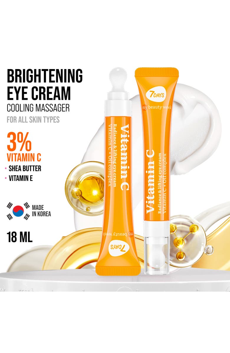 7DAYS Eye Cream with Vitamin C for Brightening & Hydrating with Cooling Ceramic Applicator, Alternate, color, White