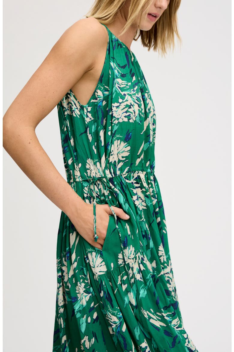 Print Side Tie Sleeveless Maxi Dress, Alternate, color, DARK SPRING GREEN