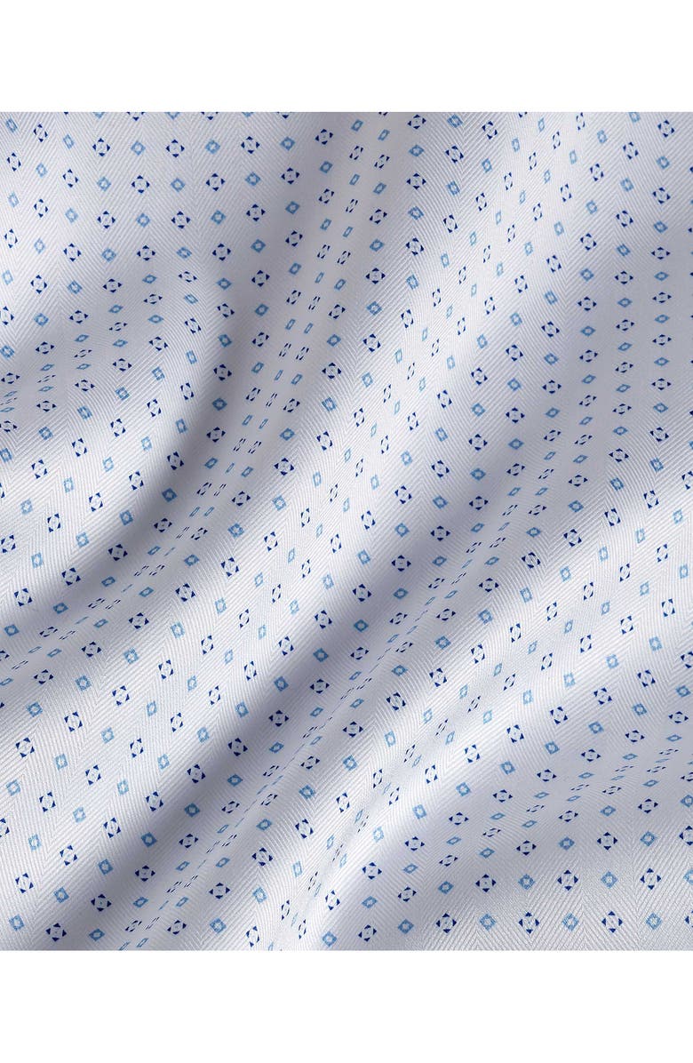 David Donahue Diamond Print Regular Fit Herringbone Dress Shirt, Alternate, color, White/ Blue