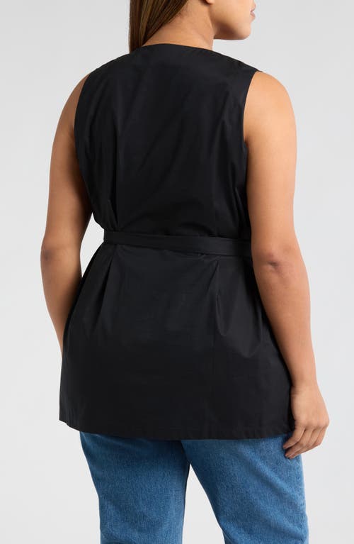 HARSHMAN HARSHMAN REYA TIE WAIST SLEEVELESS POPLIN BUTTON-UP TOP 