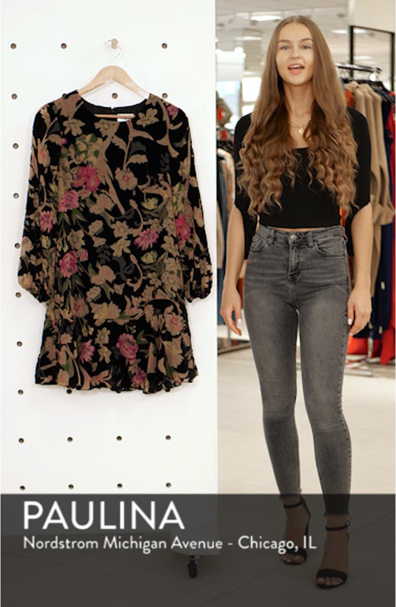 Floral Print Velvet Shift Dress, sales video thumbnail