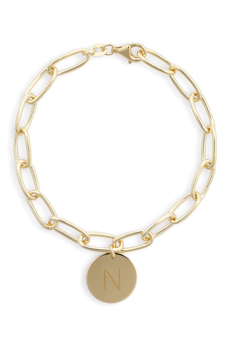 Initial Disc Charm Bracelet, Main, color, YELLOW-N