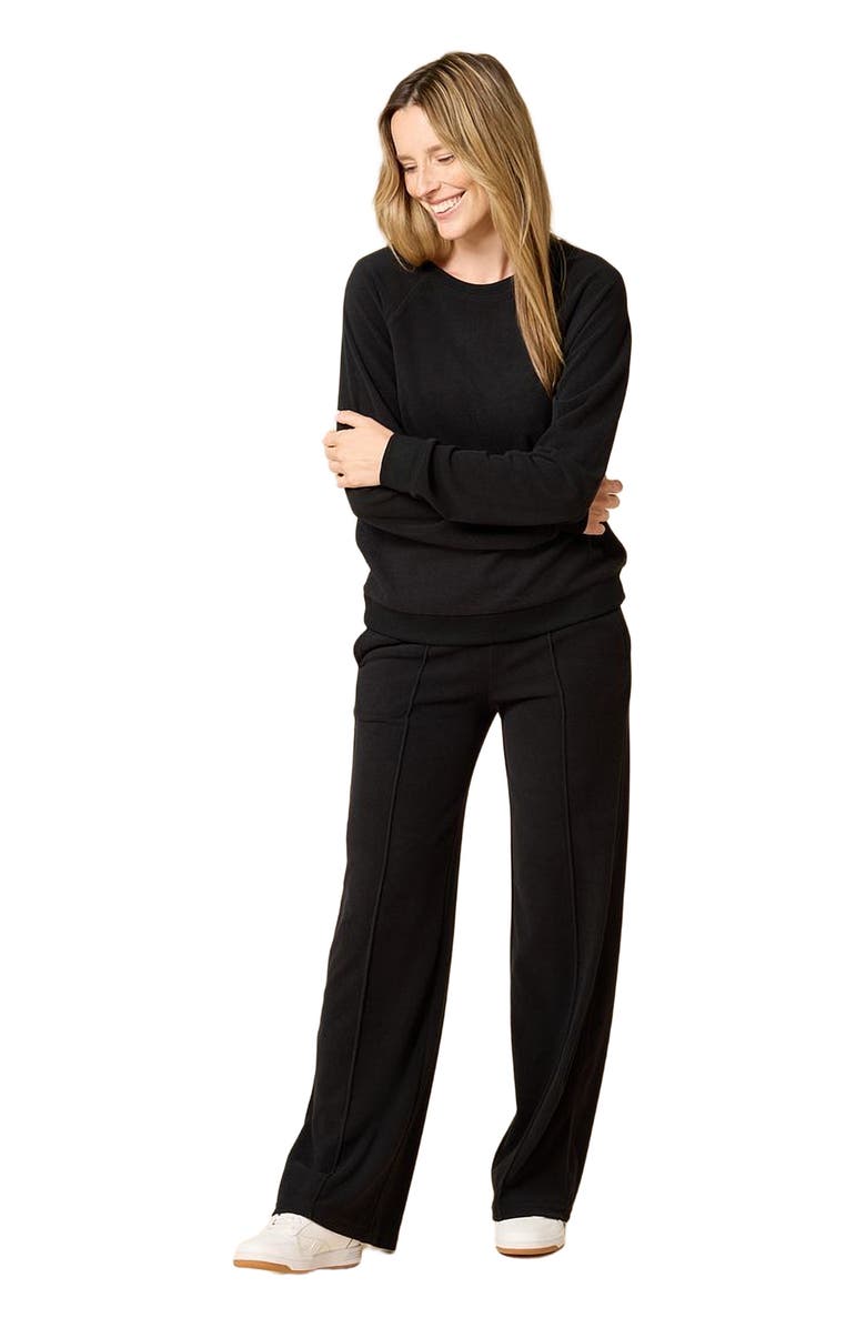 Softies Vintage Velvet Crewneck with Pintuck Pant, Main, color, Black