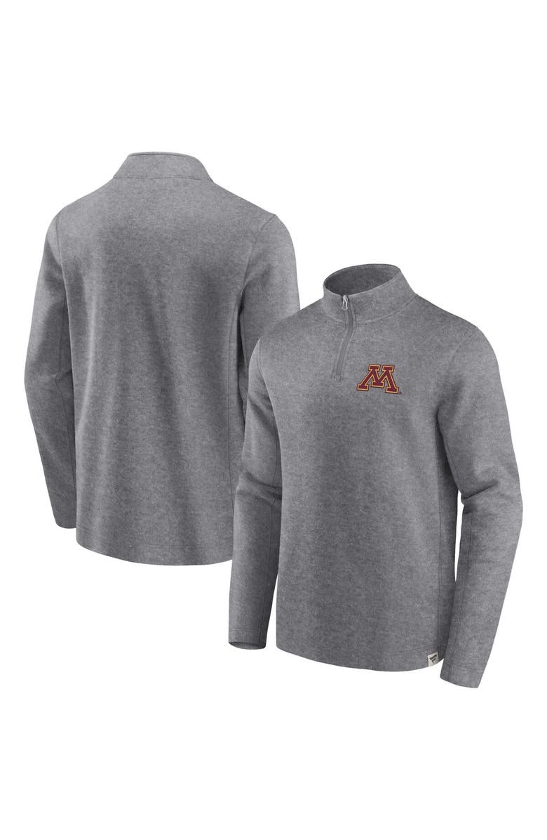 FANATICS Men's Fanatics Branded Heather Gray Minnesota Golden Gophers Vintage Fleece Quarter-Zip Jacket, Alternate, color, Heather Gray