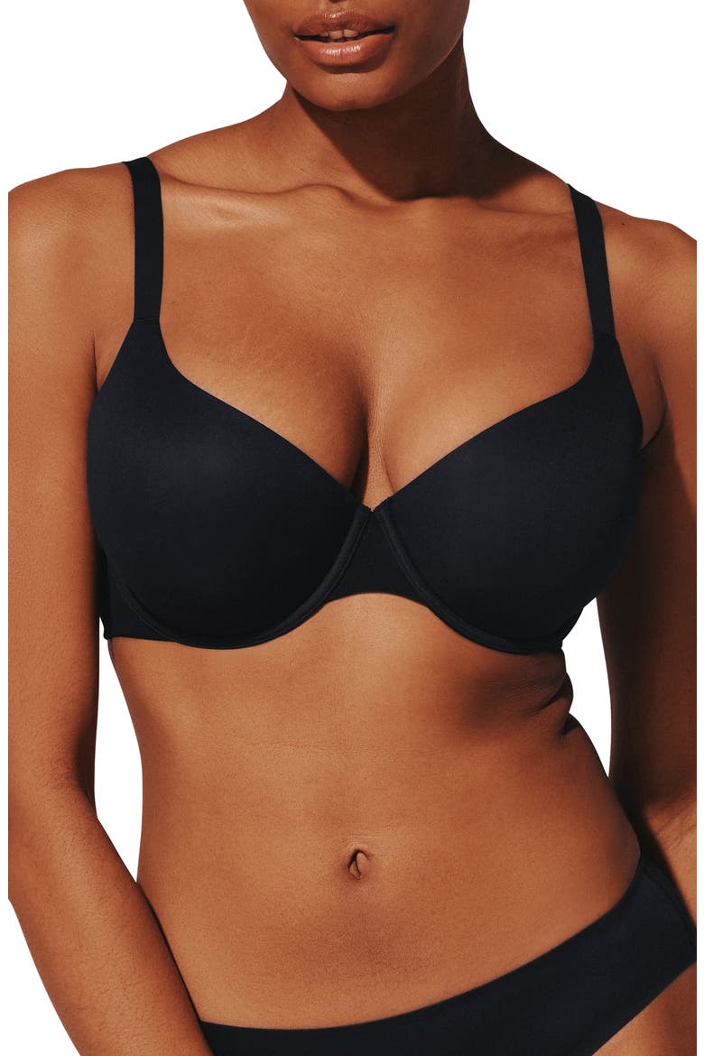 ComfortStretch Underwire Back Smoothing T-Shirt Bra, Main, color, BLACK