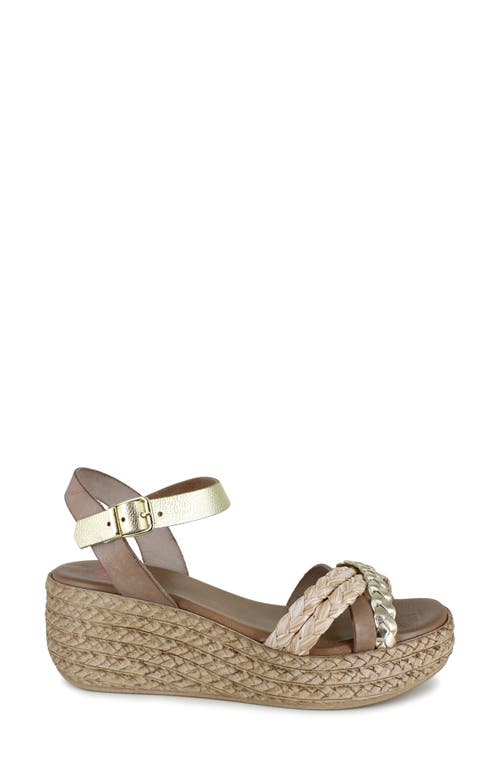 National Comfort Tre Platform Wedge Sandal In Taupe Leather