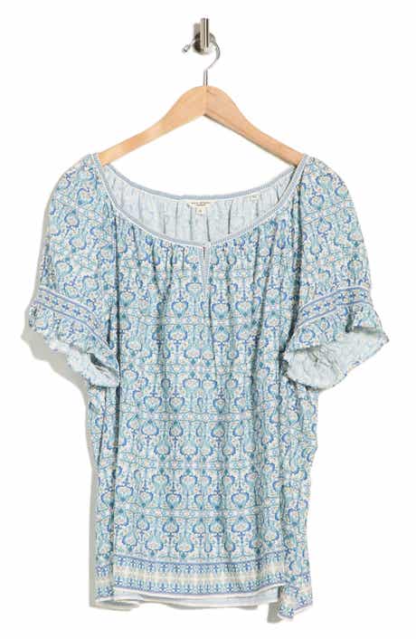 MAX STUDIO Keyhole Short Sleeve Top