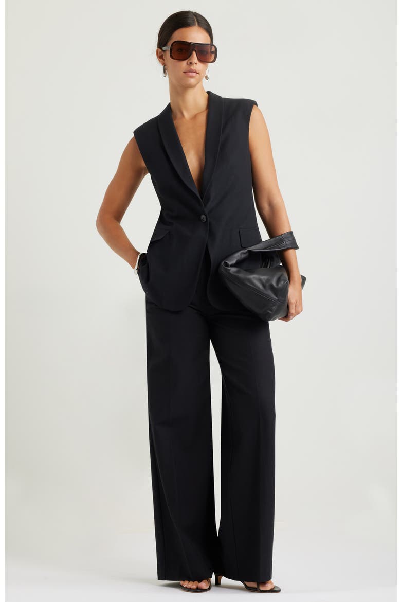 Shawl Lapel Blazer Vest, Alternate, color, BLACK