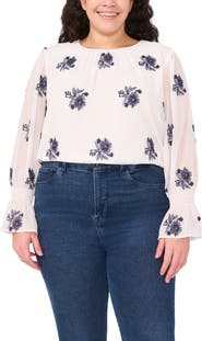 CeCe Smocked Cuff Top