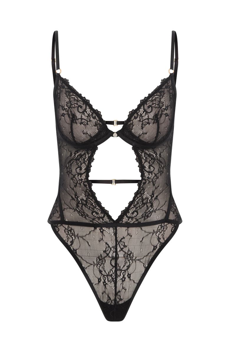 House Of Silk Charlotte - Lace Bodysuit, Main, color, Black